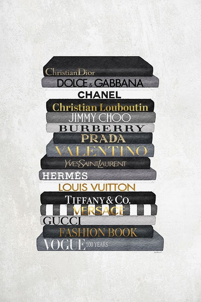 Black and White Bookstack Poster Print by Amanda Greenwood Amanda Greenwood  # AGD117329 - Posterazzi