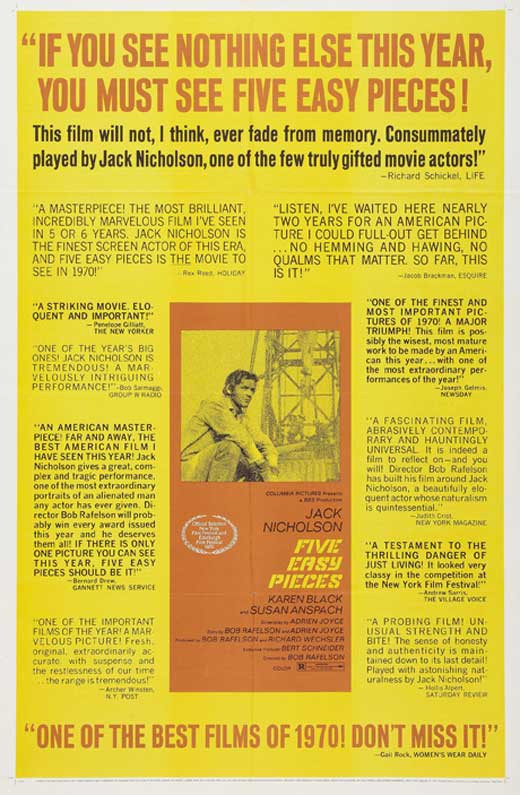 Five Easy Pieces Movie Poster Print 27 X 40 Item Moveb57155
