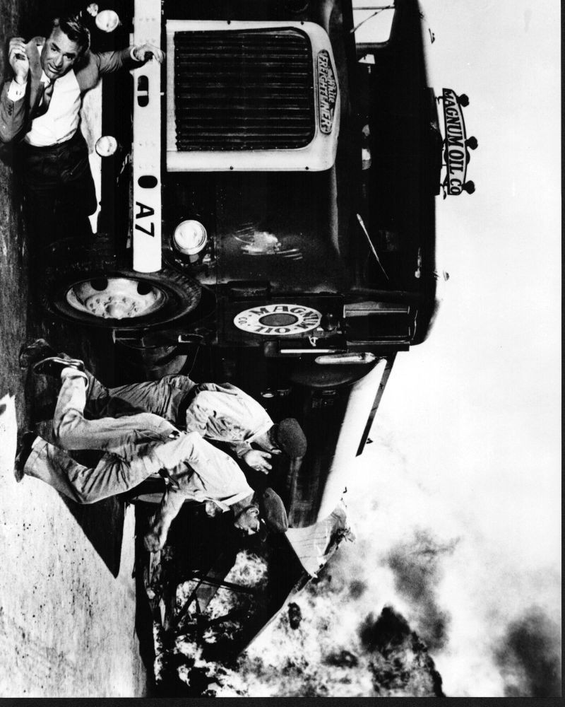 Cary Grant Under Truck In North By Northwest Black And White Photo