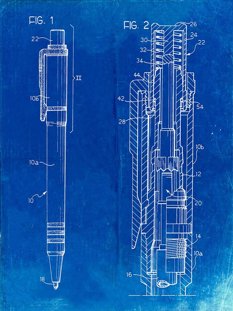 PP163- Faded Blueprint Ball Point Pen Patent Poster Poster Print - Cole  Borders - Posterazzi