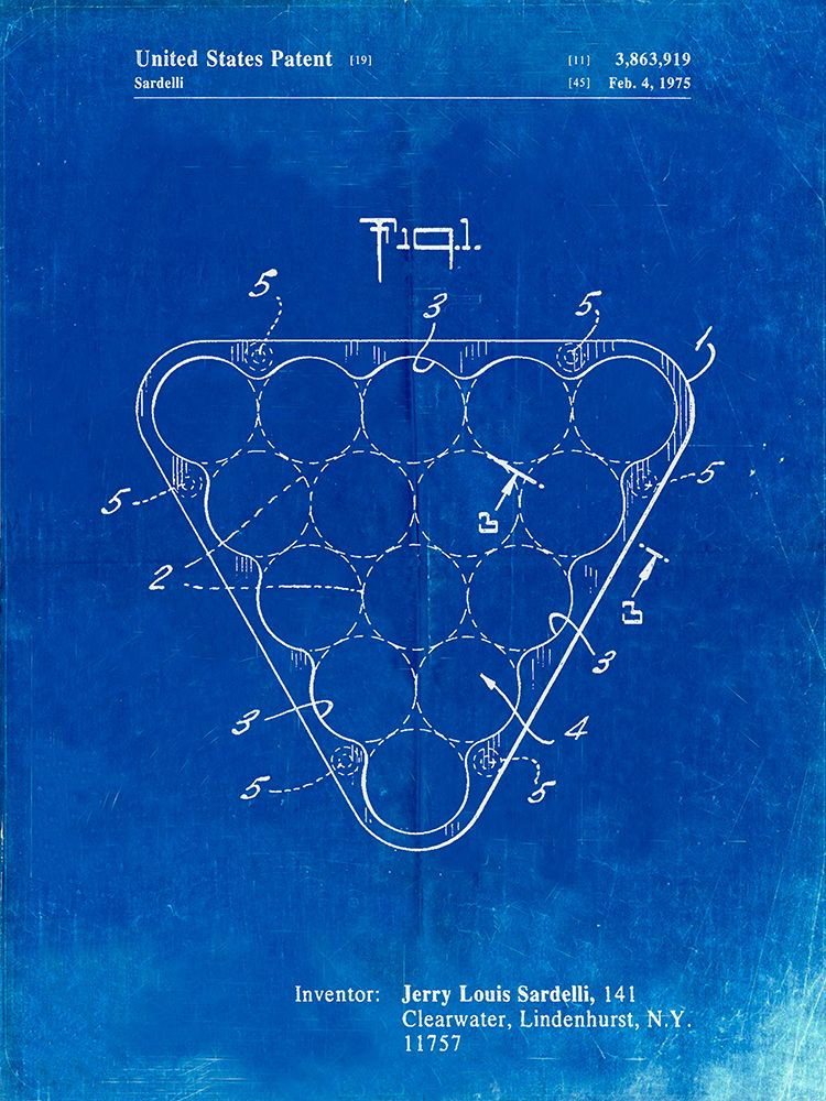 PP737-Faded Blueprint Billiard Ball Rack Patent Poster Poster Print ...