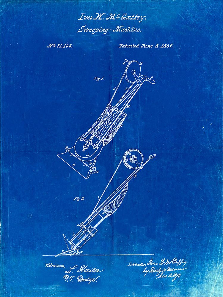 PP1121-Faded Blueprint Vaccuum Cleaner Patent Poster Print - Cole ...