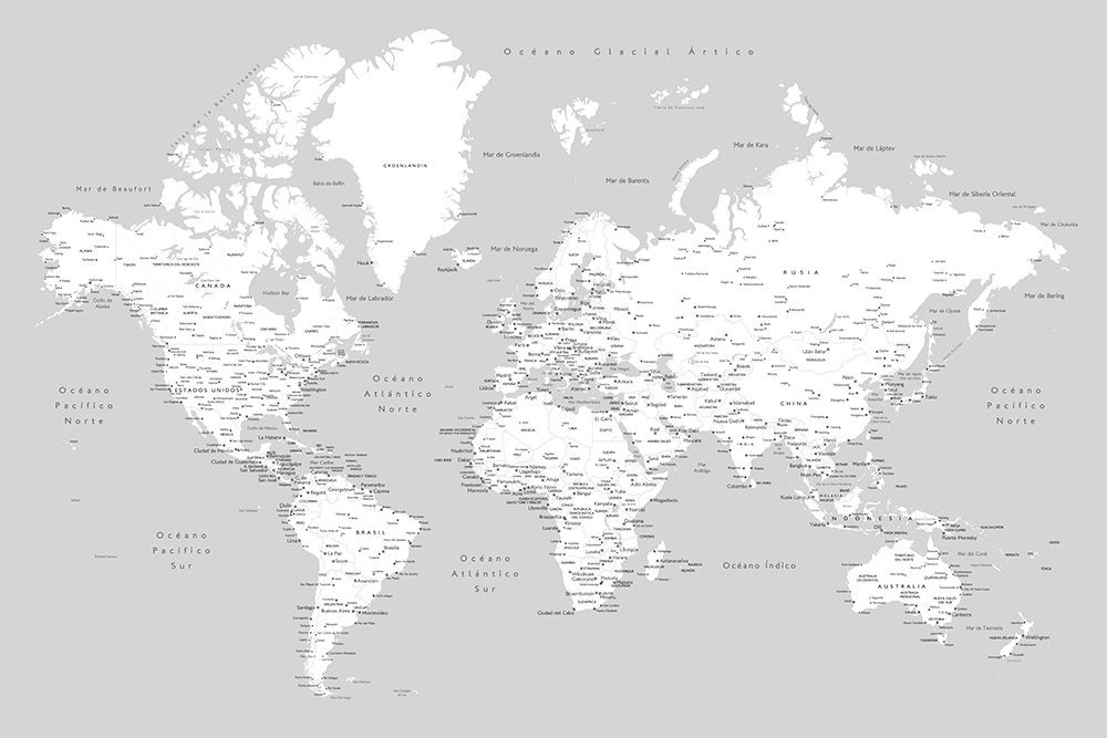 Hart world map in Spanish Poster Print - Blursbyai Rosana Laiz - Posterazzi