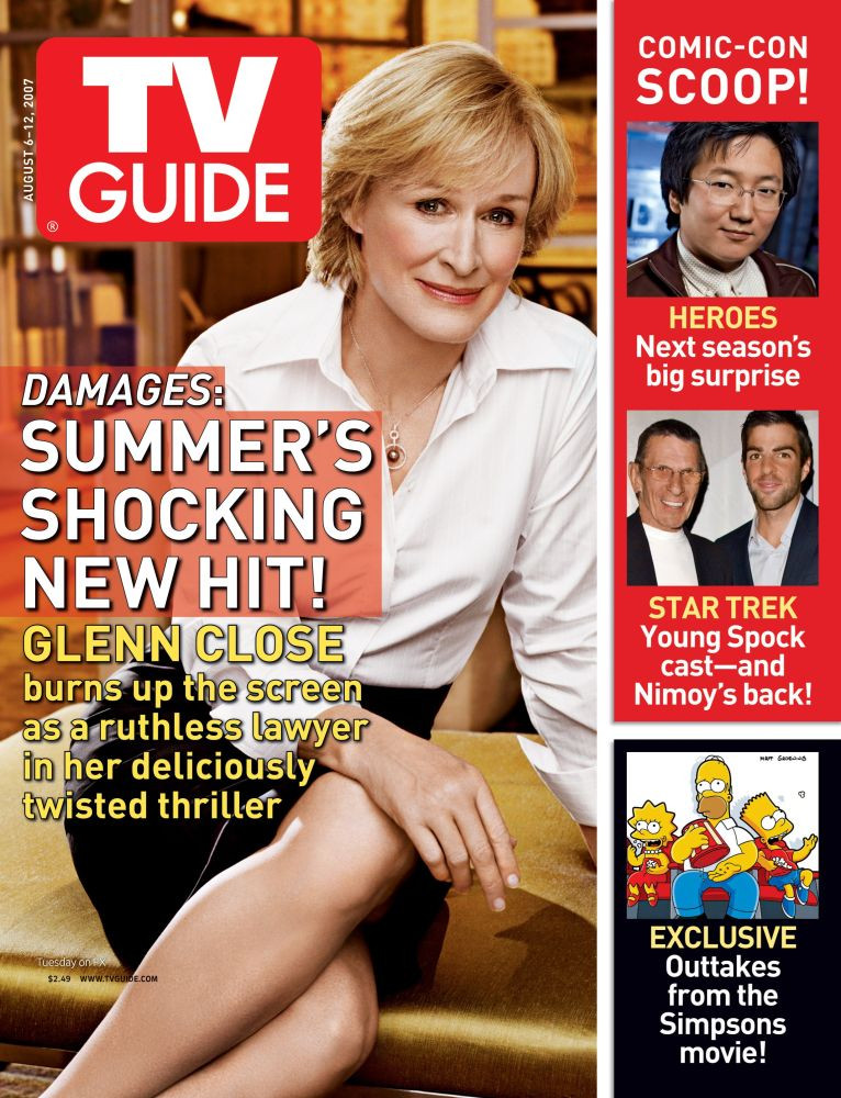 Damages, Glenn Close, Tv Guide Cover, August 6-12, 2007. Tv Guide