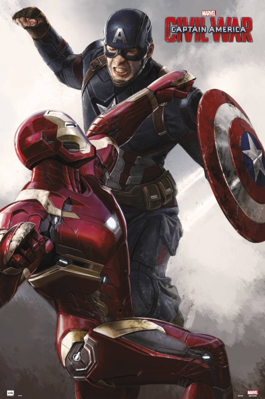 Captain America Civil War Cap Vs Iron Man Poster Poster Print