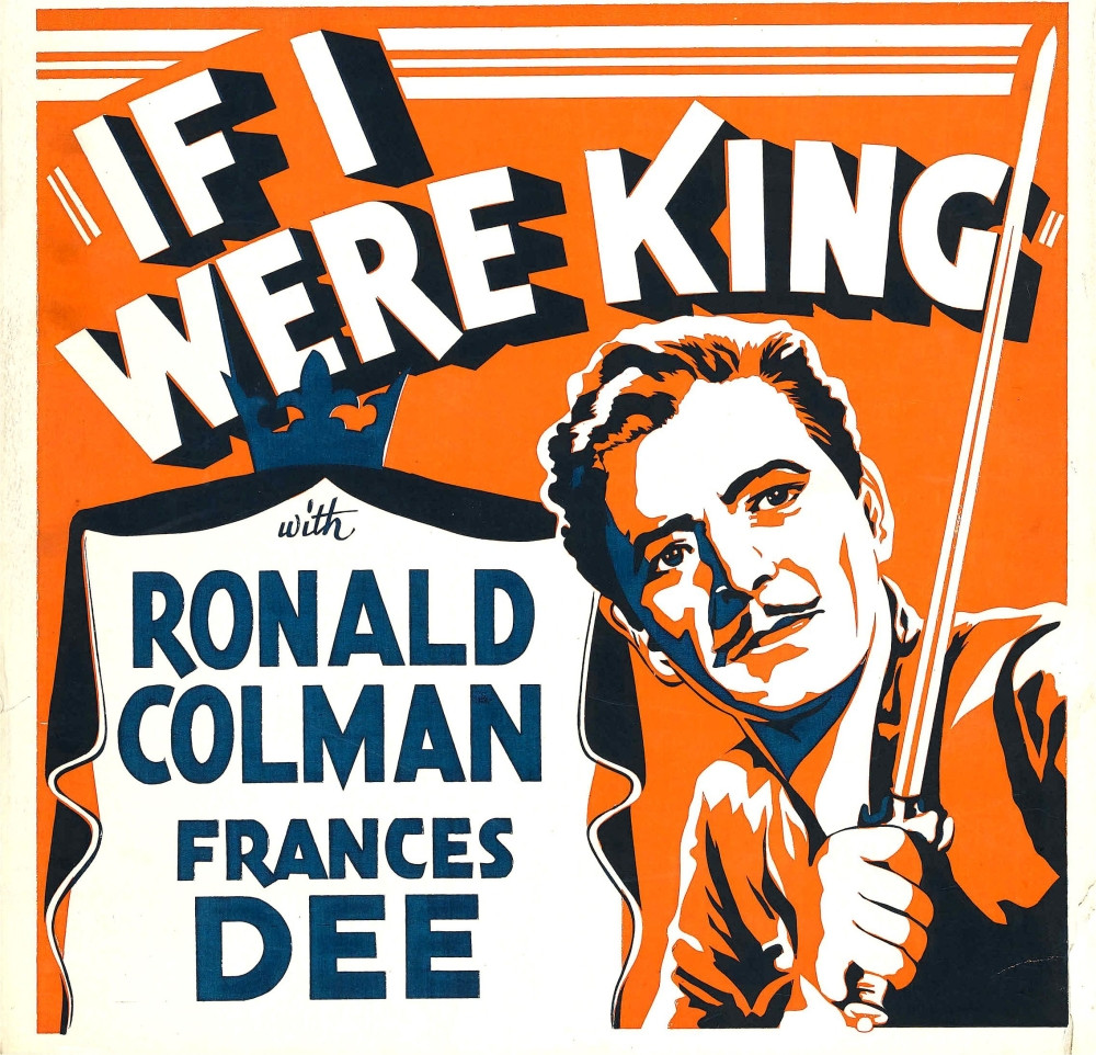 If I Were King Ronald Colman On Window Card 1938. Movie Poster