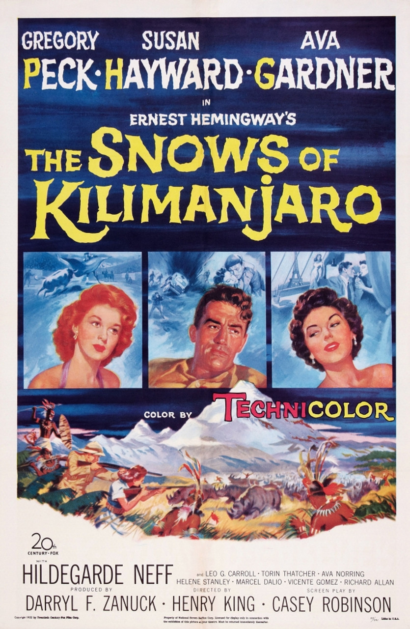 The Snows Of Kilimanjaro Us Poster Art Susan Hayward Gregory Peck Ava  Gardner 1952 Tm And Copyright 20Th Century-Fox Film Corp. All Rights  Reserved