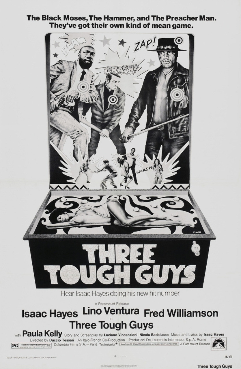 Isaac Hayes – Tough Guys US シールド　1974 Three Tough Guys Us Poster From Left: Isaac Hayes Lino