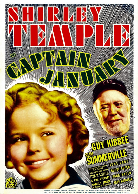 Captain January Shirley Temple Guy Kibbee On Midget Window Card 1936. Tm & Copyright ?? 20Th Century Fox Film Corp./Courtesy Everett Collection Movie Poster Masterprint - Item # VAREVCMCDCAJAFE002H