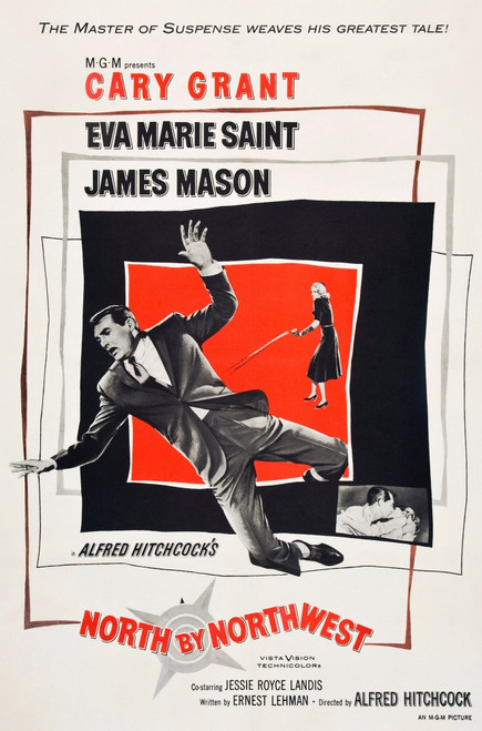 North By Northwest L-R: Cary Grant Eva Marie Saint On Poster Art 1959 Movie Poster Masterprint - Item # VAREVCMCDNOBYEC022H