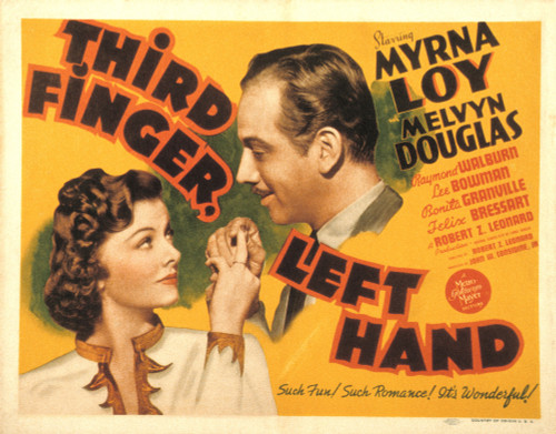 Third Finger Left Hand Myrna Loy Melvyn Douglas 1940 Movie Poster Masterprint - Item # VAREVCMSDTHFIEC001H