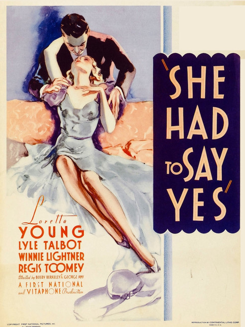 She Had To Say Yes Left From Top: Lyle Talbot Loretta Young On Midget Window Card 1933. Movie Poster Masterprint - Item # VAREVCMCDSHHAEC037H