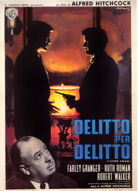 Strangers On A Train Top L-R: Farley Granger Robert Walker Bottom: Alfred Hitchcock On Italian Poster Art 1951 Movie Poster Masterprint - Item # VAREVCMCDSTONEC051H