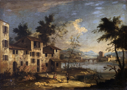 River Landscape With Rural Houses Poster Print - Item # VAREVCMOND076VJ728H
