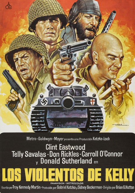 Kelly'S Heroes L-R: Don Rickles Clint Eastwood Donald Sutherland Telly Savalas On Spanish Poster Art 1970. Movie Poster Masterprint - Item # VAREVCMCDKEHEEC009H