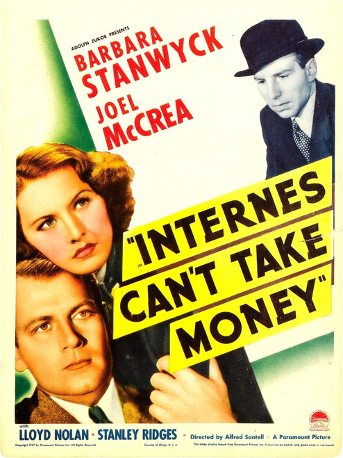 Internes Can'T Take Money Left From Top: Barbara Stanwyck Joel Mccrea Right: Lloyd Nolan On Midget Window Card 1937. Movie Poster Masterprint - Item # VAREVCMMDINCAEC002H