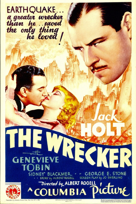 The Wrecker Top Right: Jack Holt Bottom Right: Genevieve Tobin On Midget Window Card 1933. Movie Poster Masterprint - Item # VAREVCMCDWRECEC019H