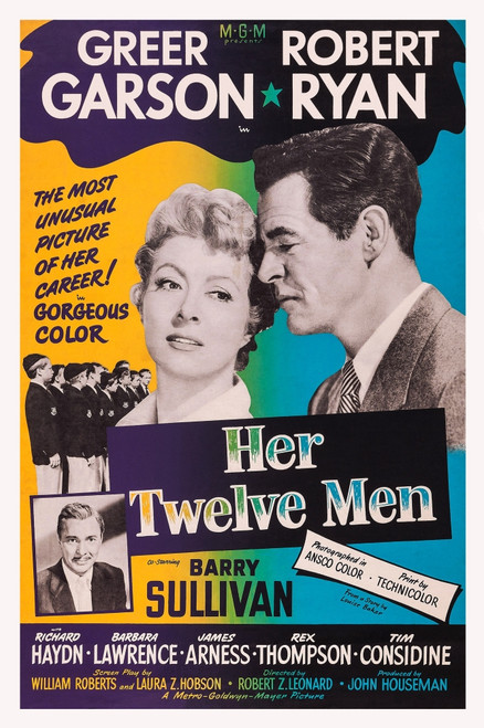Her Twelve Men Top L-R: Greer Garson Robert Ryan Inset: Barry Sullivan On Poster Art 1954 Movie Poster Masterprint - Item # VAREVCMCDHETWEC002H