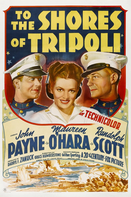 To The Shores Of Tripoli From Left: John Payne Maureen O'Hara Randolph Scott 1942 Tm And Copyright ??20Th Century Fox Film Corp. All Rights Reserved./Courtesy Everett Collection Movie Poster Masterprint - Item # VAREVCMCDTOTHFE001H
