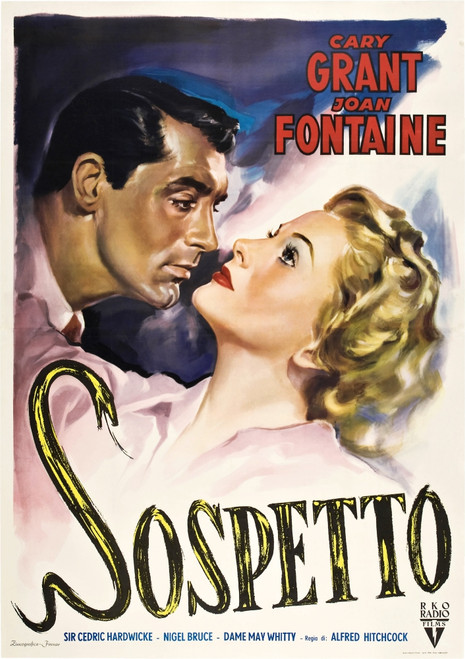 Suspicion From Left: Cary Grant Joan Fontaine On 1950S Italian Poster Art 1941 Movie Poster Masterprint - Item # VAREVCMMDSUSPEC010H