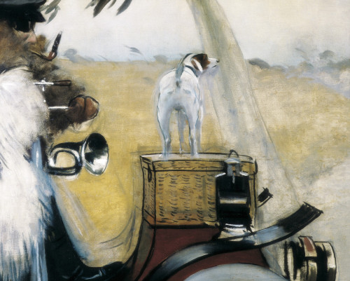 Casas I Carbo Ram?_n. Ramon Casas And Pere Romeu In An Automobile. 1901. Right Detail Of The Dog. Modernism. Oil On Canvas. Private Collection. ?? Aisa/Everett Collection Poster Print - Item # VAREVCFINA050AH247H