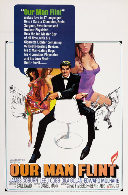 Our Man Flint Us Poster Art Center: James Coburn 1966 Tm And Copyright ??20Th Century Fox Film Corp. All Rights Reserved./Courtesy Everett Collection Movie Poster Masterprint - Item # VAREVCMMDOUMAFE001H