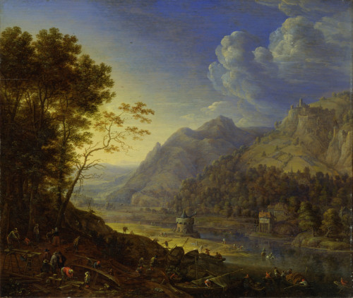 Landscape With Figures And Boats Near A River Poster Print - Item # VAREVCMOND075VJ636H