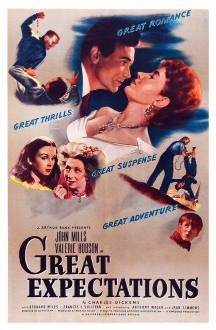 Great Expectations Us Poster Art Top Right From Left: John Mills Valerie Hobson Bottom Left: Jean Simmons Martita Hunt Bottom Right: Anthony Wager 1946. Movie Poster Masterprint - Item # VAREVCMMDGREXEC001H