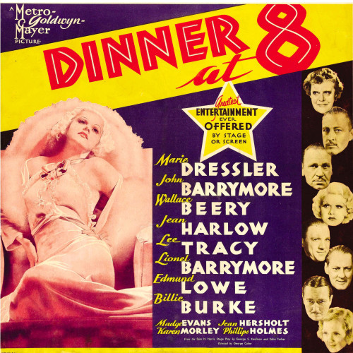Dinner At Eight Left: Jean Harlow Right From Top: Marie Dressler John Barrymore Wallace Beery Jean Harlow Lee Tracy Lionel Barrymore Edmund Lowe Billie Burke On Jumbo Window Card 1933. Movie Poster Masterprint - Item # VAREVCMCDDIATEC019H