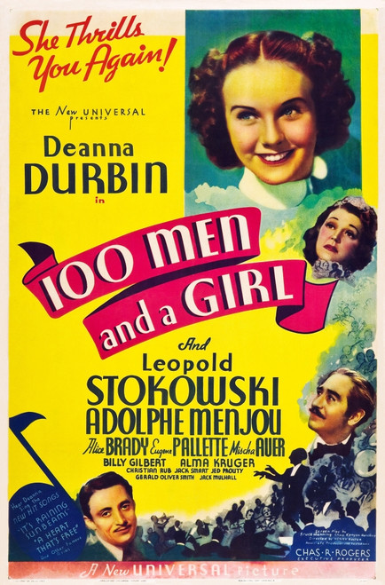 One Hundred Men And A Girl Deanna Durbin Alice Brady Mischa Auer Adolphe Menjou 1937 Movie Poster Masterprint - Item # VAREVCMSDONHUEC057H