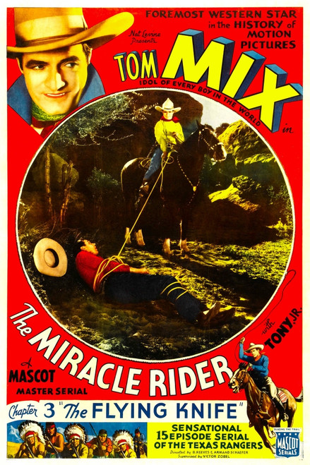 The Miracle Rider Top Left And Bottom Center: Tom Mix In 'Chapter 3: The Flying Knife' 1935 Movie Poster Masterprint - Item # VAREVCMMDMIRIEC006H