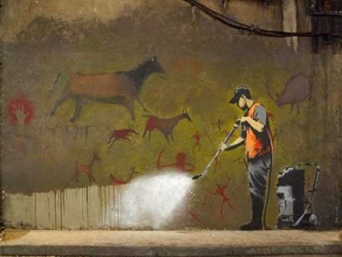 New Orleans-graffiti attributed to Banksy Poster Print by Julie