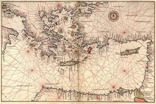 Portolan or Navigational Map of Greece the Mediterranean and the Levant Poster Print by  Battista Agnese - Item # VARPDX379313