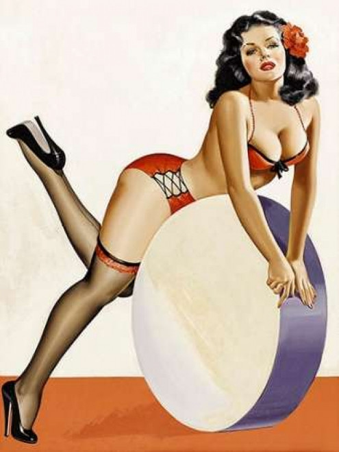 Mid-Century Pin-Ups - Over a drum Poster Print by  Peter Driben - Item # VARPDX453907