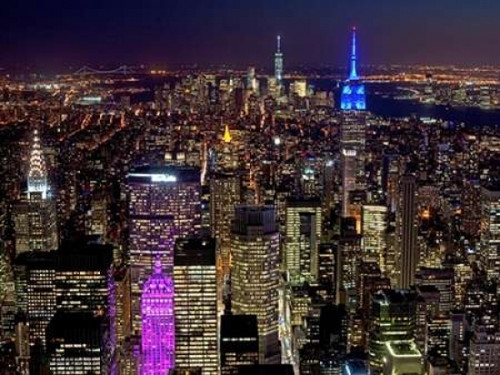 Midtown and Lower Manhattan at night Poster Print by Richard Berenholtz - Item # VARPDX3RB2584