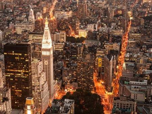 Aerial view of Manhattan with Flatiron Building, NYC Poster Print by  Michel Setboun - Item # VARPDX3MS3278