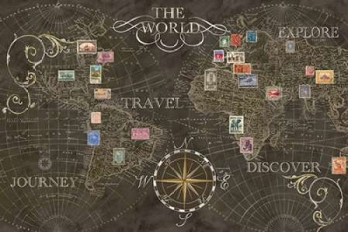 Old World Journey Stamps Black Poster Print by Cynthia Coulter - Item # VARPDXRB8297CC