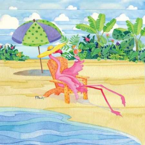 Beach Chair Flamingo Poster Print by Paul Brent - Item # VARPDXBNT350