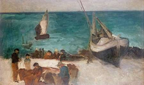 Seascape at Berck; Fishing Boats and Fishermen Poster Print by  Edouard Manet - Item # VARPDX265147