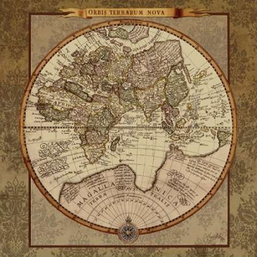 Damask World Map II Poster Print by Elizabeth Medley - Item # VARPDX8565A