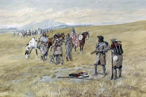 Captain Meriwether Lewis Meeting The Shoshones Poster Print by  Charles M. Russell - Item # VARPDX279970
