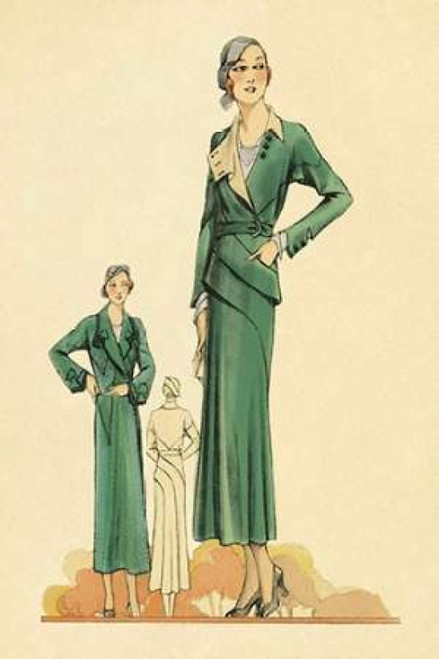Green Dress and Overcoat Poster Print by Vintage Fashion - Item # VARPDX379244