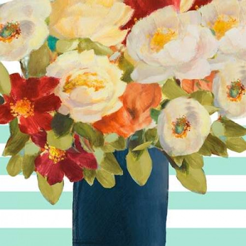 Flowers on Stripes I Poster Print by  Lanie Loreth - Item # VARPDX9401N