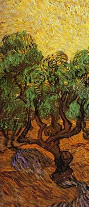 Olive Trees With Yellow Sky And Sun - left Poster Print by  Vincent Van Gogh - Item # VARPDX394103