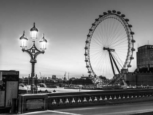 Street lamp on Westminster Bridge with London Eye in background, London, UK Poster Print by  Assaf Frank - Item # VARPDXAF20150718004C03