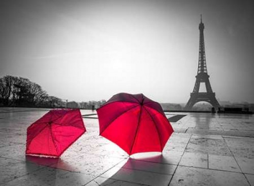 Two Umbrellas in front of the Eiffel tower, Paris, France Poster Print by  Assaf Frank - Item # VARPDXAF20120314300C01