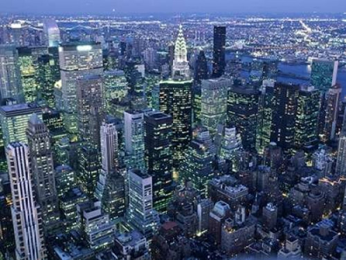 Manhattan skyline at dusk, NYC Poster Print by  Michel Setboun - Item # VARPDX3MS3275