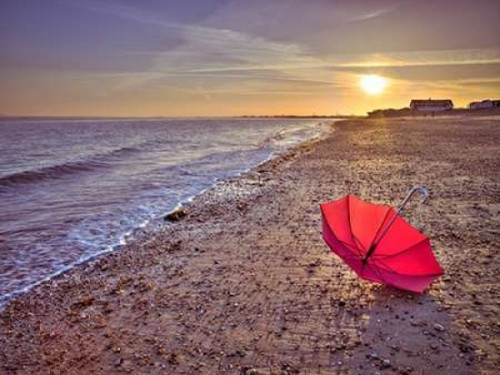 Row of beach huts at sunset, Hayling Island Poster Print by  Assaf Frank - Item # VARPDXAF20130423039C02