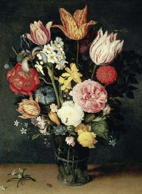 Tulips Roses and other Flowers in a Glass Poster Print by  Balthasar Van der Ast - Item # VARPDX283281