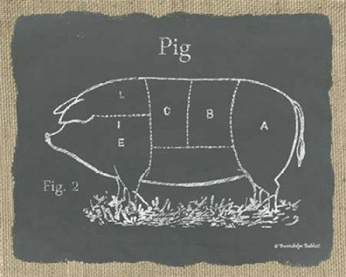 Pig on Burlap Poster Print by Gwendolyn Babbitt